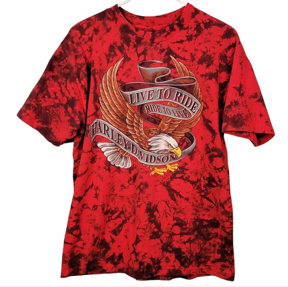 Harley-Davidson Vintage 90's USA Single Stitched Tie Dye "Live to Ride" Men's L - Picture 1 of 10